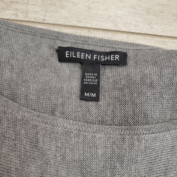 Eileen Fisher Grey Asymmetrical Knit Sweater Size Medium - Picture 2 of 4